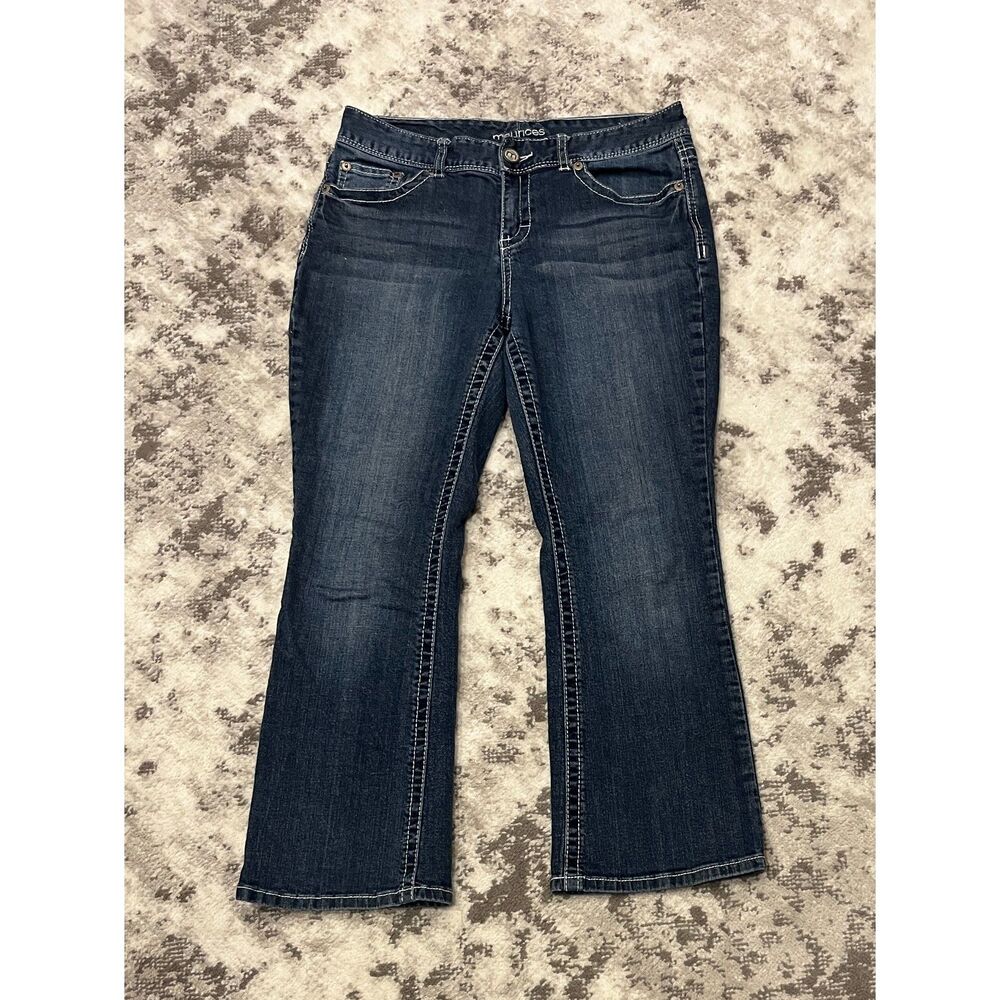 Maurices Bootcut Jeans Womens 9/10 X-Short Dark Wash Embroidered M Pockets